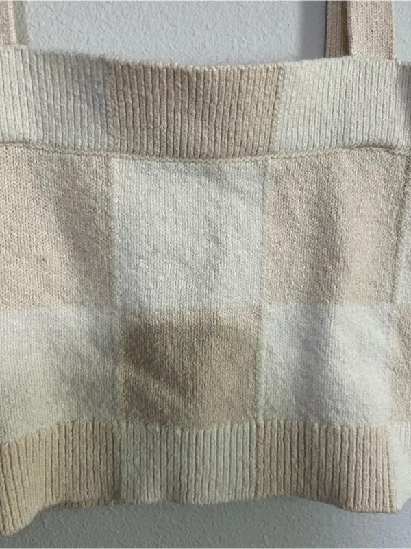Vans Women's Cream Checkered Knit Tank Top M - Image 4