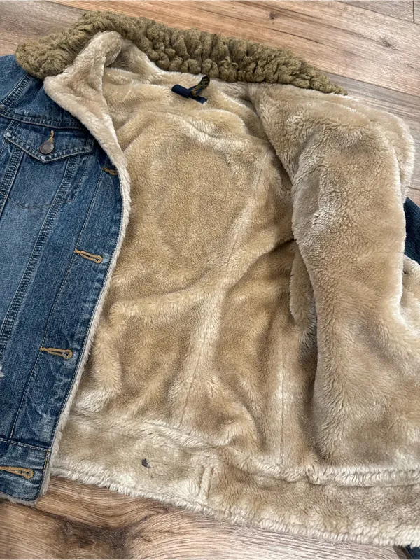 ABERCROMBIE Vintage 2000s Western Faux Fur Lined Cotton Denim Jacket | Sz Medium - Image 3