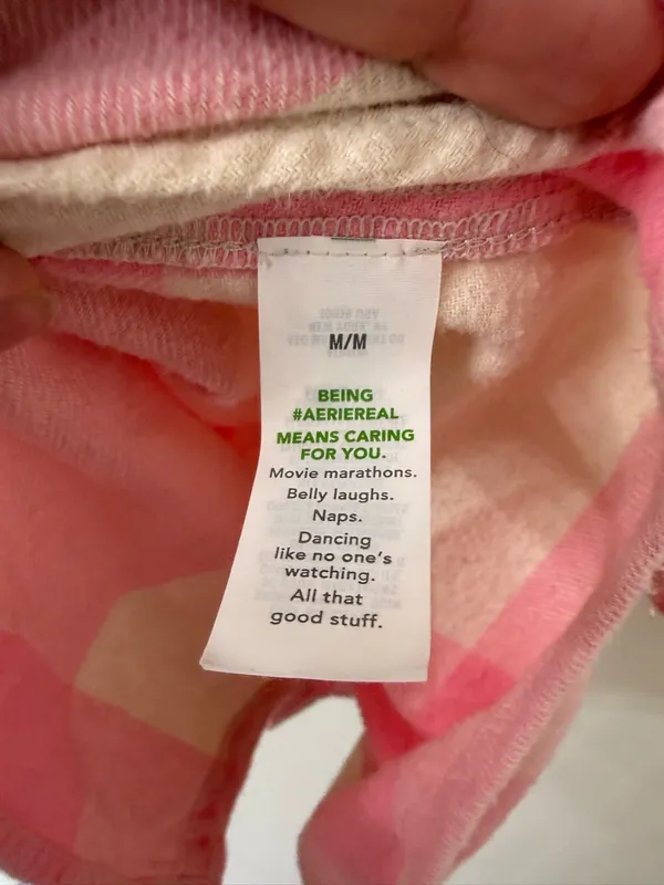 {M} aerie oversized Pink and Cream anytime fave flannel shirt - Image 7