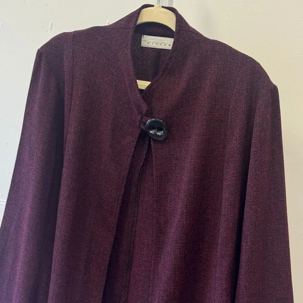Willow Plum Burgundy Textured Single Button Open Front Jacket Lagenlook Boho XL - Image 4