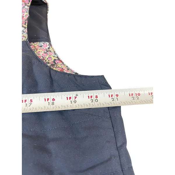 Denim & Company M Quilted Blue Floral Print Puffy Vest Pocketed Snap Button - Image 11