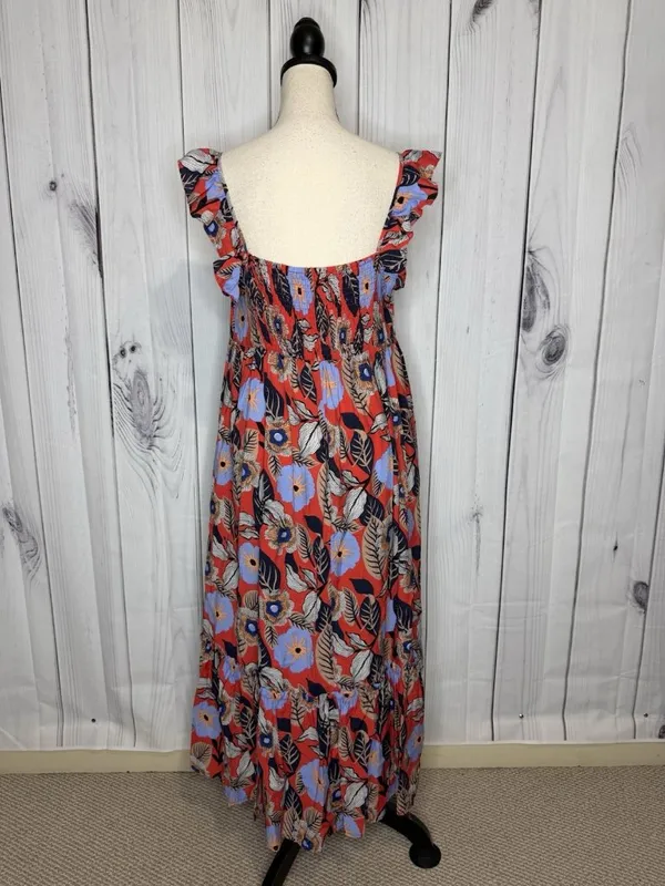 Ee:some Floral Tiered Ruffled Maxi Sundress Size L Smocked Back Sleeveless - Image 7