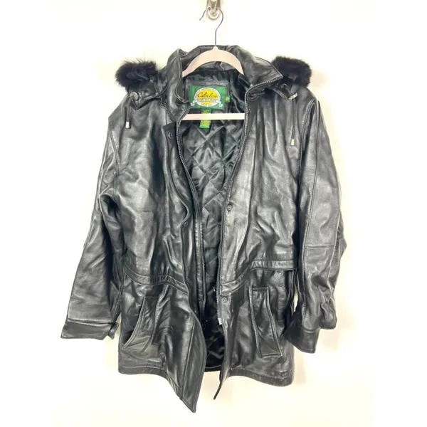 Cabelas leather‎ hooded jacket - Image 4