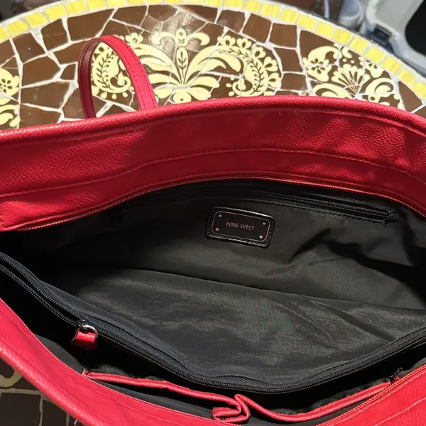 NINE WEST RED LEATHER TOTE - Image 8