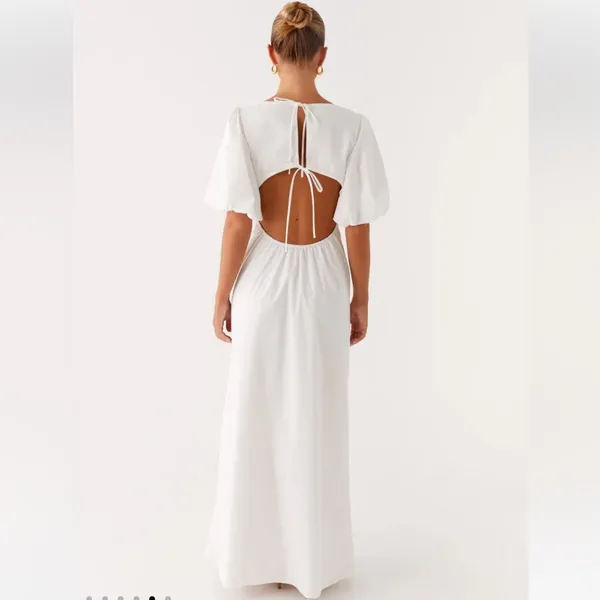 NEW PEPPERMAYO Judy Maxi Puff Sleeve Maxi Dress in White - Image 2