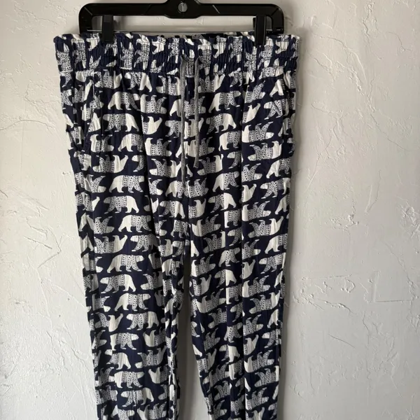 Aerie Lounge Pants White Polar Bear Print Elastic Waist Casual‎ Joggers Large - Image 2