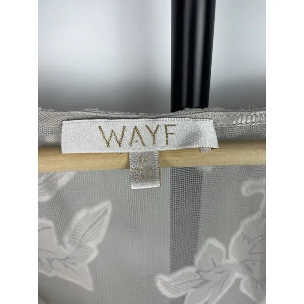WAYF Gray Neutral Sheer Floral Dean Crossover Peplum‎ Blouse Top Size 1X - Image 5