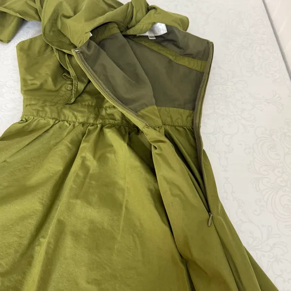 Olive Green Fit and Flare Ruffled Mini Dress - Image 10