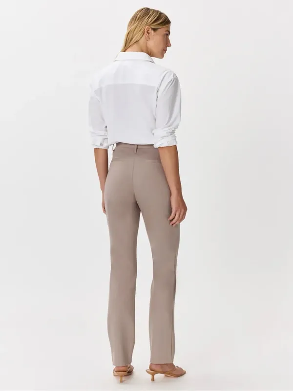 Quince Ultra Stretch Straight-Leg Ponte High-Rise Pants in Taupe Sz S Morel Grey - Image 2