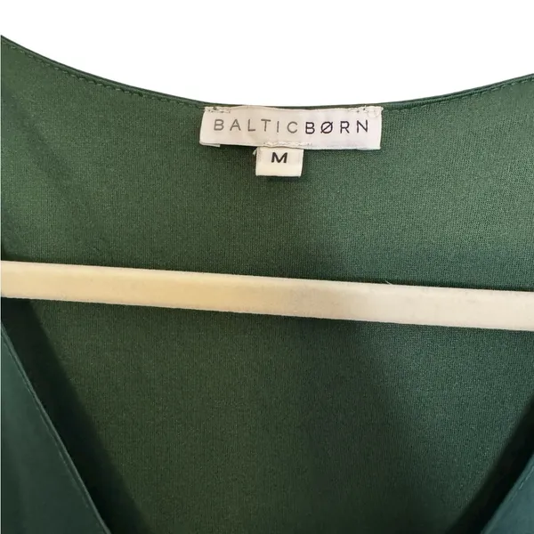 💚 Baltic Born Green Satin Flutter‎ Sleeve Wrap Maxi Dress M 💚 - Image 5