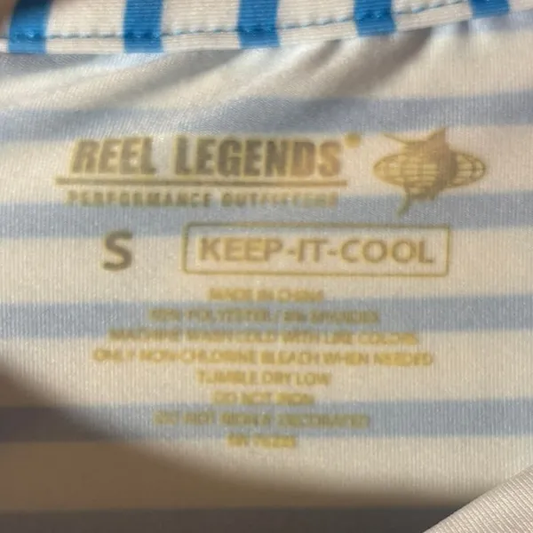 Reel Legends Women's Size S Keep-it-cool Blue White Striped Moisture Wicking Tee - Image 4