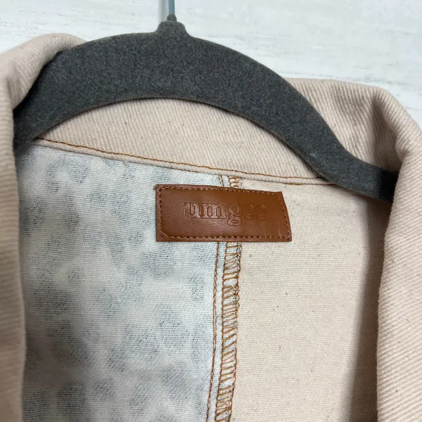 Umgee Color Block Corduroy Jacket Leopard Print Shacket Brown Size Medium - Image 4