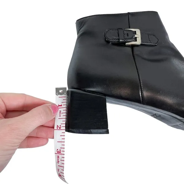Vintage Ecco Black‎ Leather Square Toe Ankle Boots Booties Size 7 - Image 13