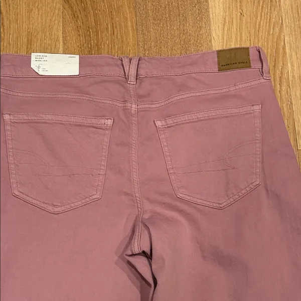 American Eagle low rise baggy Pink wide leg Jeans 10 Tall nwt‎ - Image 4