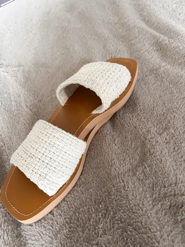 American Eagle White Woven Slides - Image 5