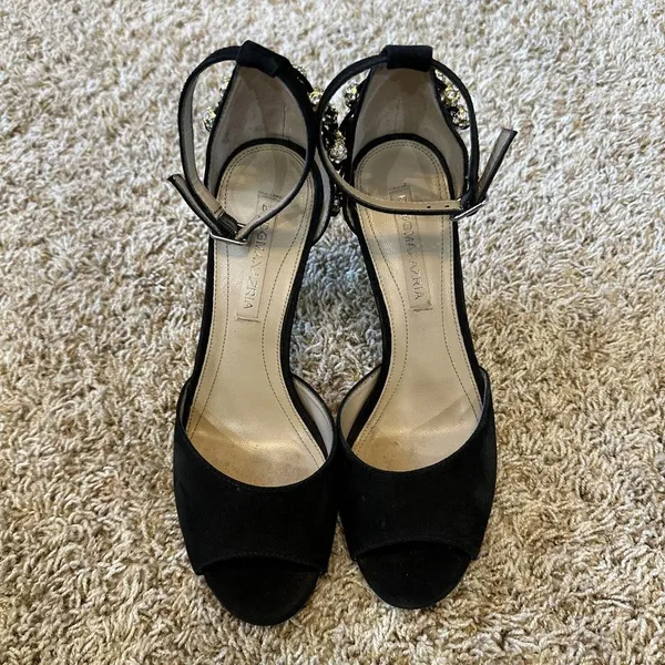 BCBG MAXAZARIA Women Size 6-6.5 Studded Rhinestone Open‎ Toe Sandals Heels Pumps - Image 4