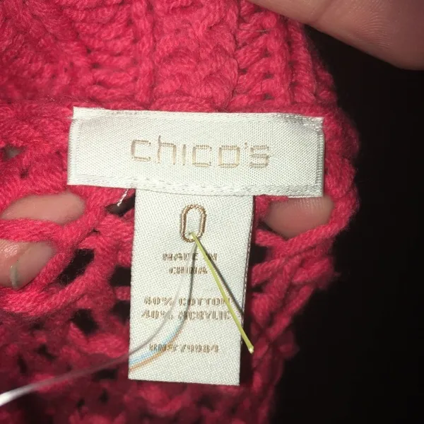 Chicos 0 chunky loose weave bright red bolero - Image 4