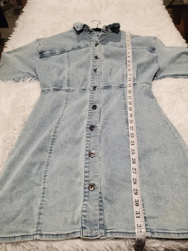 Free People Amber Denim Mini Dress in Blue Size 10 - Image 6