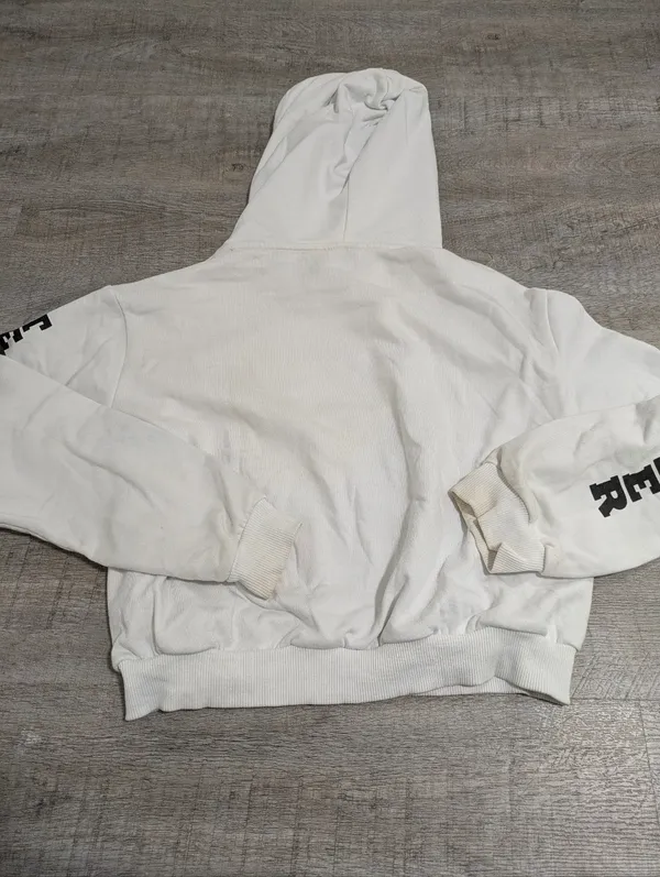 Divided By H&M Justin Bieber Team Bieber White Cropped Hoodie Size Medium - Image 3