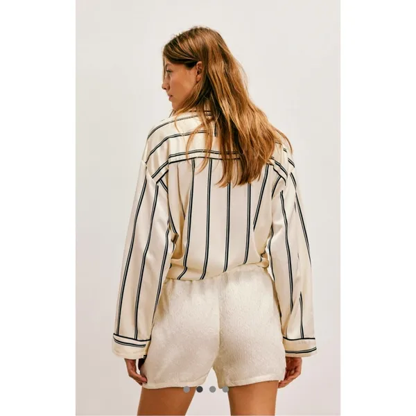 Free People Pearl Satin Shorts Drawstring Waist Tofu L - Image 5