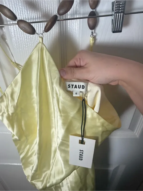 Staud Cadence Dress in Key Lime Butter Yellow 6 - Image 9