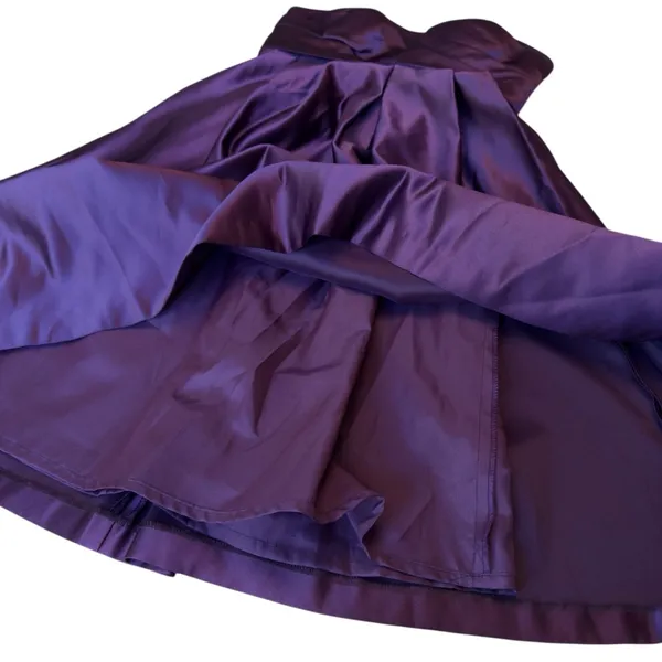 Bill Levkoff Purple Satin Strapless Sweetheart Dress Size 10 Formal Wedding EUC - Image 13