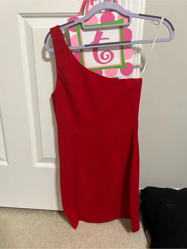 Hello Molly Red One-Shoulder Sheath Dress - Image 3
