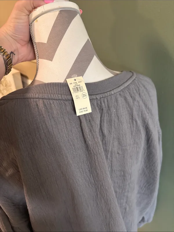 aerie Charcoal Gray Tie-Front Sweatshirt - Image 3