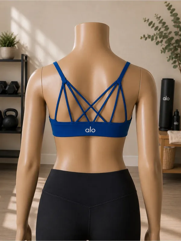 Alo Yoga Blue Strappy Criss Cross Back Sports Bra Size Small - Image 2