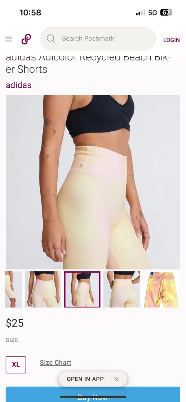ADIDAS Women Bike Leggings Shorts Small Splash Sports Athletic Slim Activewear - Image 6