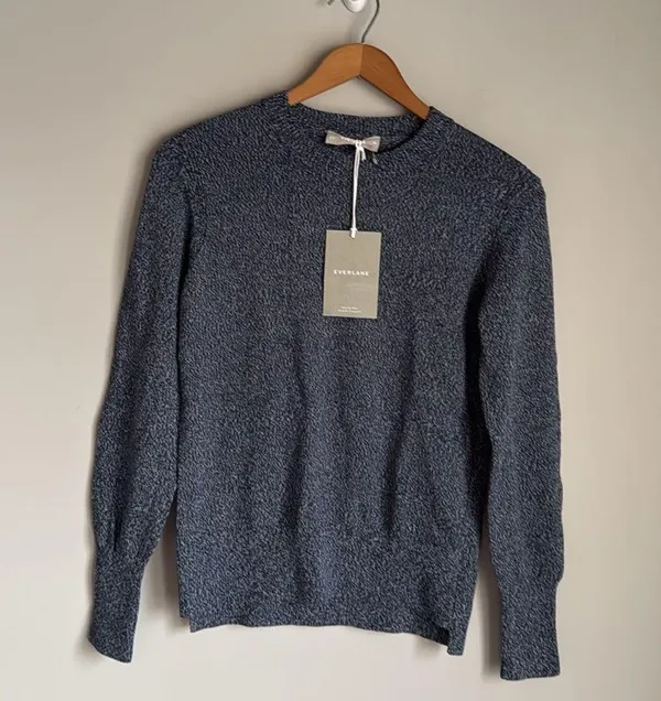 NEW Everlane Soft Cotton Crew Sweater Blue Size XS - Image 2