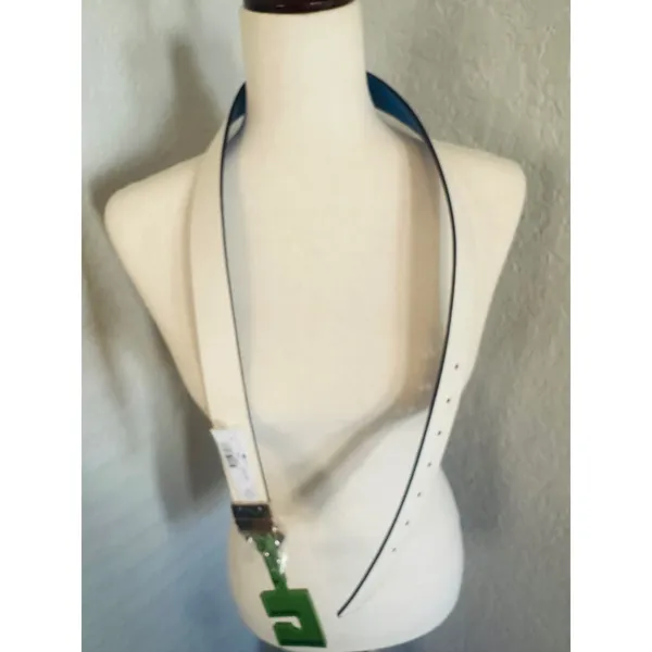 Kate Spade Reversible Spade Leather‎ Belt, Blue/White, Medium, NWT - Image 6