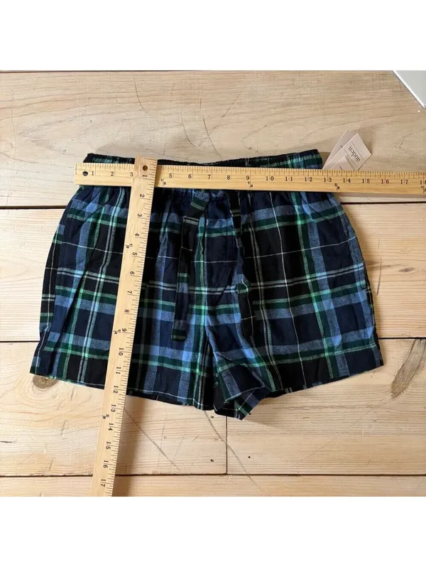 Auden NWT Women's Blue Plaid Flannel Pajama Sleep Shorts Size XS - Image 7