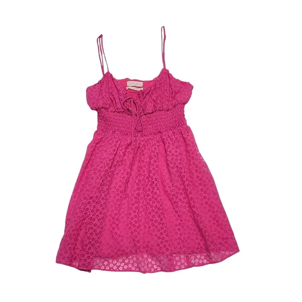 Urban Outfitters Riley Smocked Waist Pink Mini Dress Size Medium - Image 3