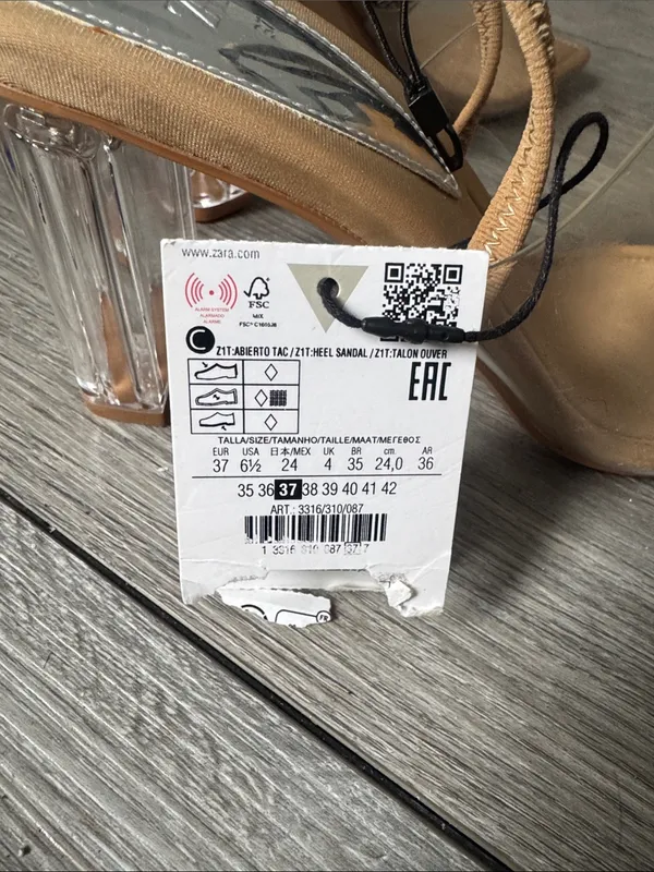 Zara Clear Vinyl Strap Slingback Heel in Tan - Image 4