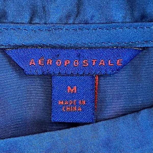 Aeropostale Blue Long Sleeve Blouse Tie Bottom M - Image 7