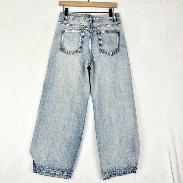 Bohme Kadie High Rise Baggy Jeans Light Wash Size Small NWT Button Cuff Rigid - Image 5