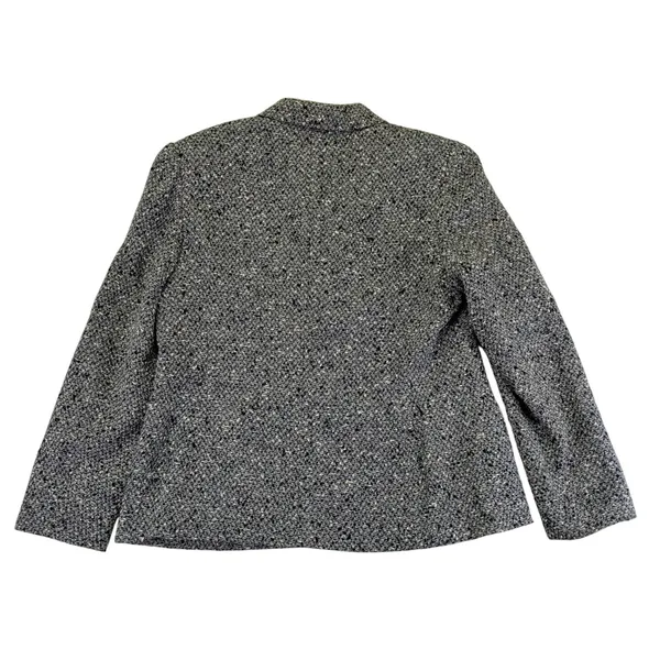 Vtg JONES WEAR Women's Blazer 14 Black White Tweed Collar Button‎ Front Jacket - Image 2