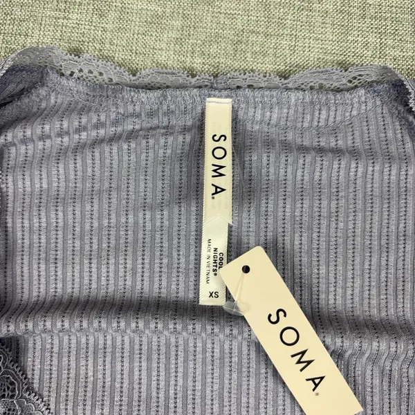 Soma‎ Pajama Top Womens XS Purple Cool Nights Henley Long Sleeve Sleepwear - Image 3