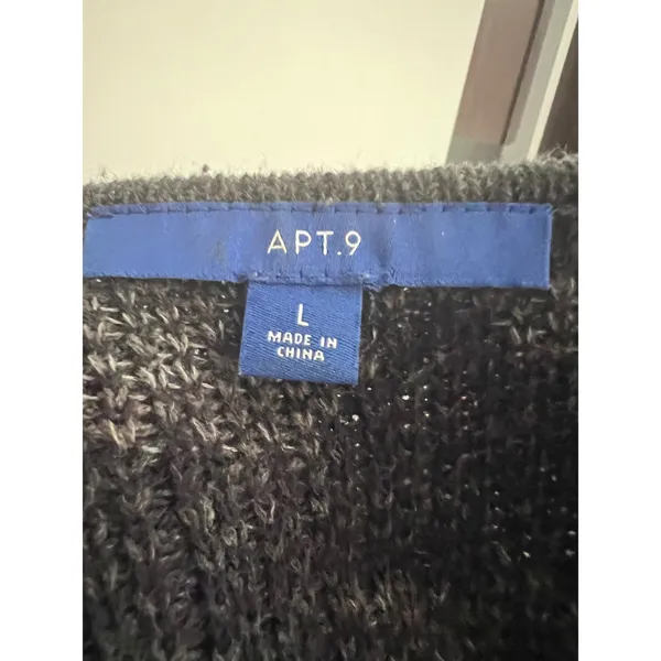 Apt 9 Womens Camo Open Front Cardigan Black Grey Camouflage Knit Sweater Large - Image 5