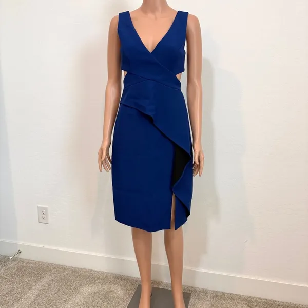 BCBGMaxAzria 02 Riya cutout peplum v neck cocktail dress D2 3586 - Image 12