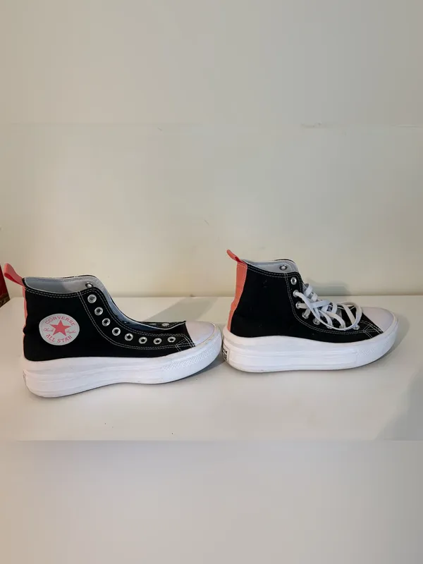 Converse Women’s Black High-Top Canvas Sneakers with White Sole - Image 4