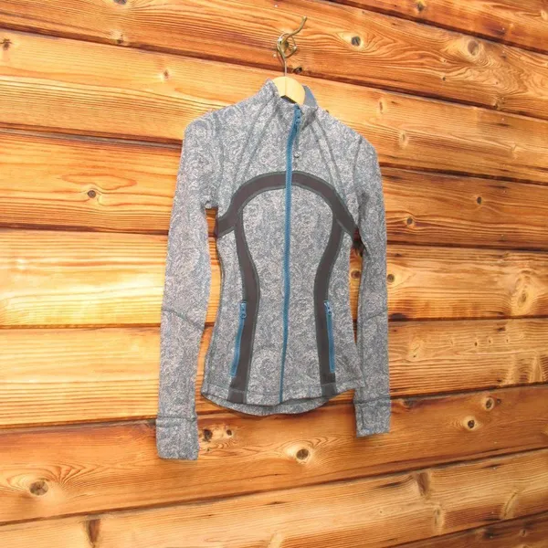 Lululemon Define Jacket Brushed Alberta Lake Teal Rose Herringbone Sz 2 - Image 5