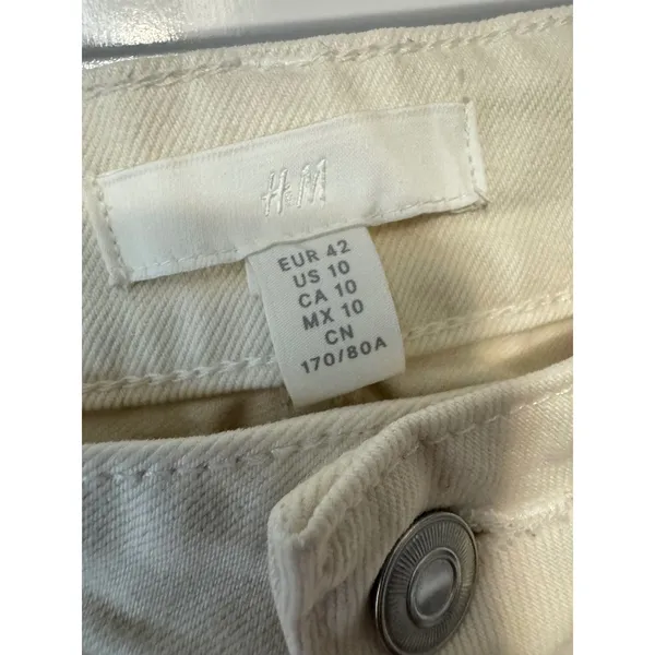 H&M Women's Straight Jeans US 10 Off White Denim‎ Classic Casual - Image 2