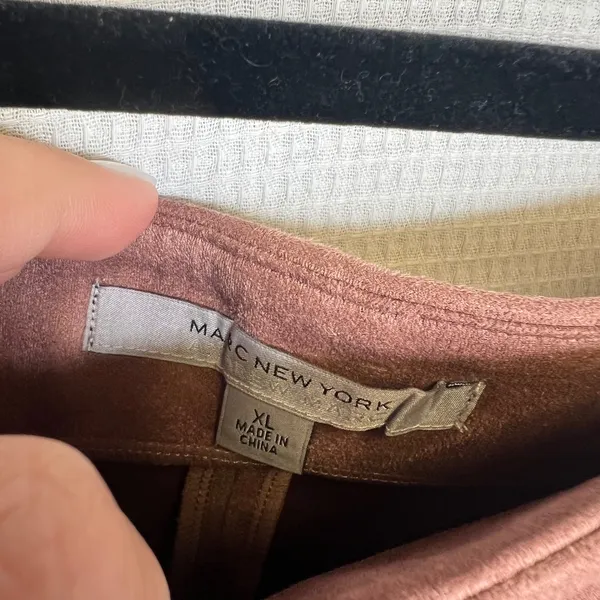 Marc New York Mauve Faux Suede Pencil Skirt XL Brown Knee Length Stretch - Image 2