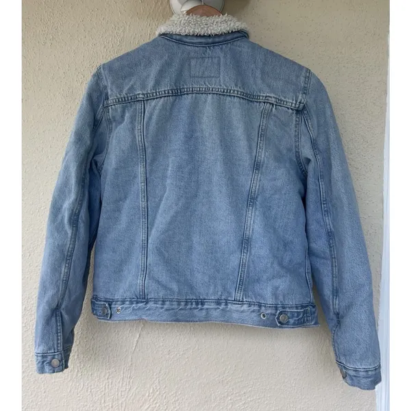 Levi's Signature Gold Sherpa Trucker Jacket Chore Barn Size XL Blue Denim - Image 3
