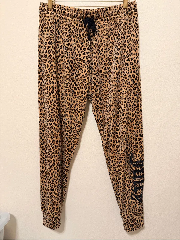 Juicy Couture leopard print soft velour lounge pant, pull up elastic waist, sz L - Image 9