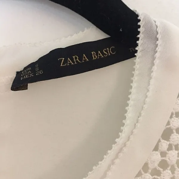 Zara White Sleeveless Textured Sheer Blouse | Size S - Image 3