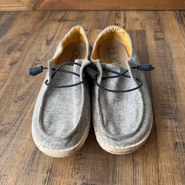 Hey Dude Wendy Chambray White Blue Light Grey Slip On Loafers Women’s Sz 7 - Image 2