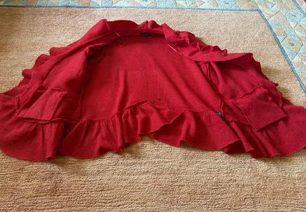 Fever Red 100% Wool Ruffle Peplum Jacket Size XL - Image 6